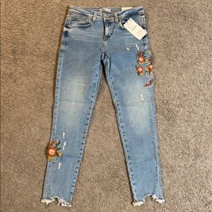 NWT Zara basic z1975 embroidered denim